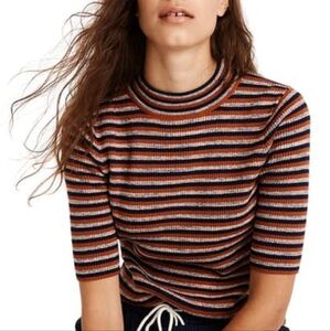 Madewell Dalston Mockneck Striped Sweater Top | Size S